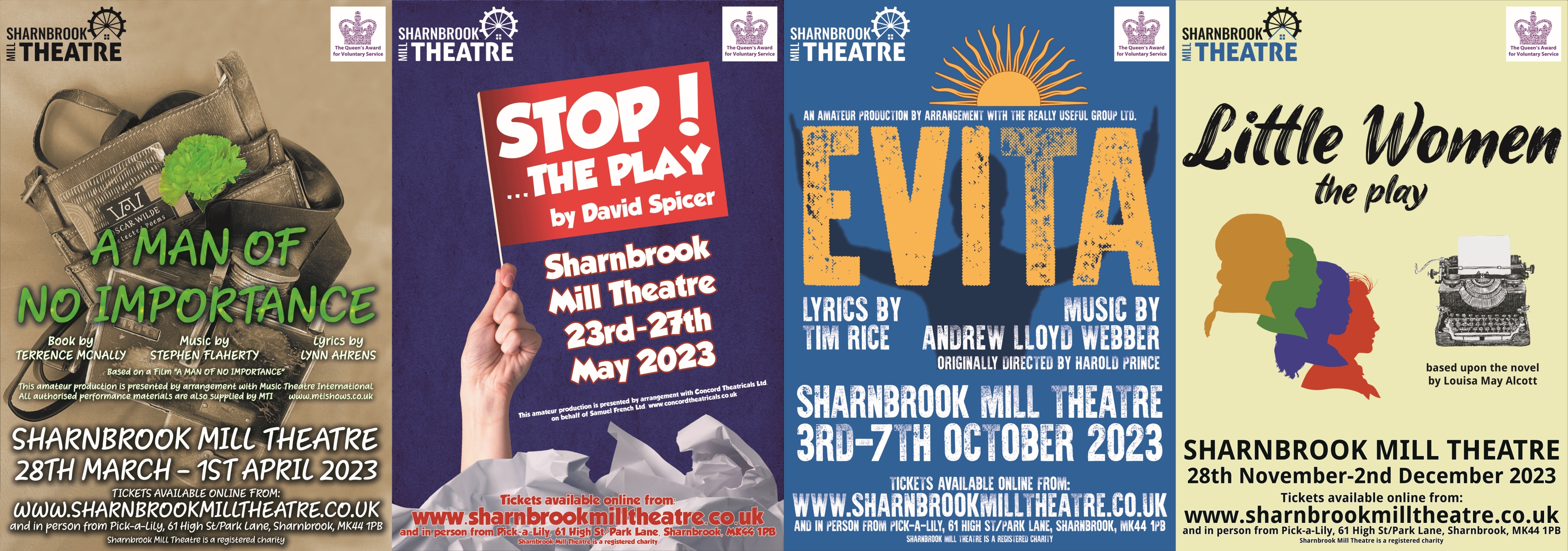 Our 2023 Season - A Man of No Importance, Stop! The Play, Evita and Little Women